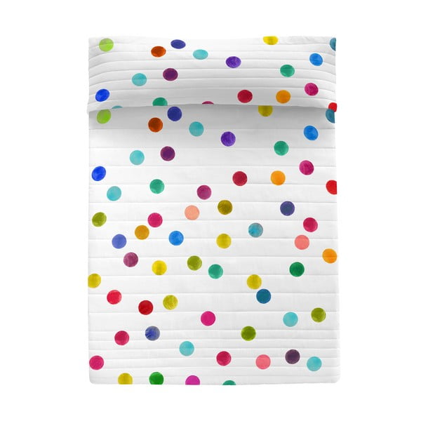 Balts kokvilnas stepēts gultas pārklājs 180x260 cm Confetti – Happy Friday