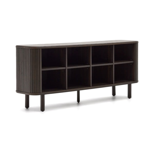 Tumši brūna zema kumode ar oškoka imitāciju ar bīdāmām durvīm 180x75 cm Mailen – Kave Home-image-3