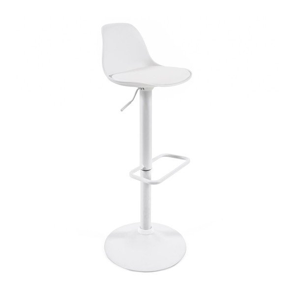 Matēti balts mākslīgās ādas bāra krēsls ar regulējamu augstumu (sēdekļa augstums 60 cm) Orlando-T – Kave Home