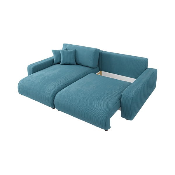 Tirkīzzils velveta salokāms stūra dīvāns Sara – Ropez-image-4