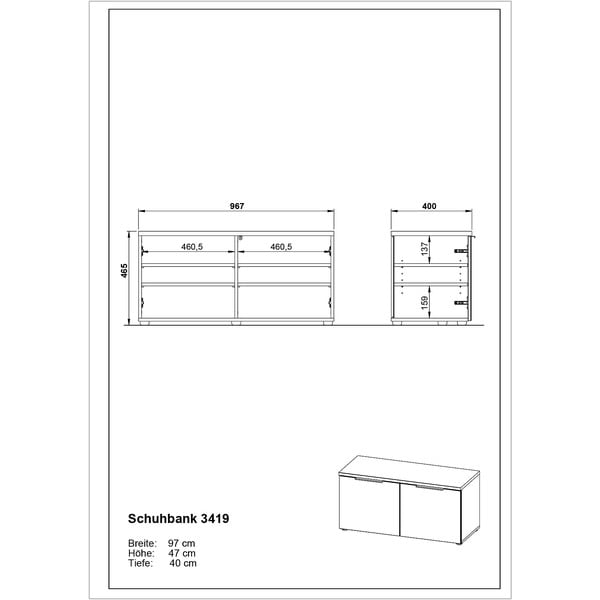 Pelēks apavu statīvs ar soliņu Genova – Germania-image-3