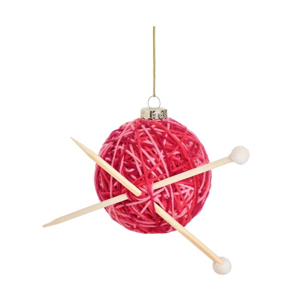 Stikla Ziemassvētku eglītes rotājums Knitting Ball – Sass & Belle