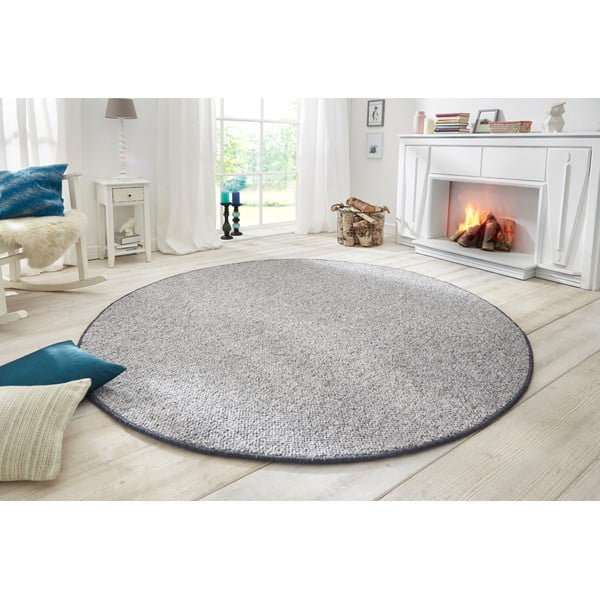 Pelēks apaļš paklājs ø 133 cm Wolly – BT Carpet-image-1