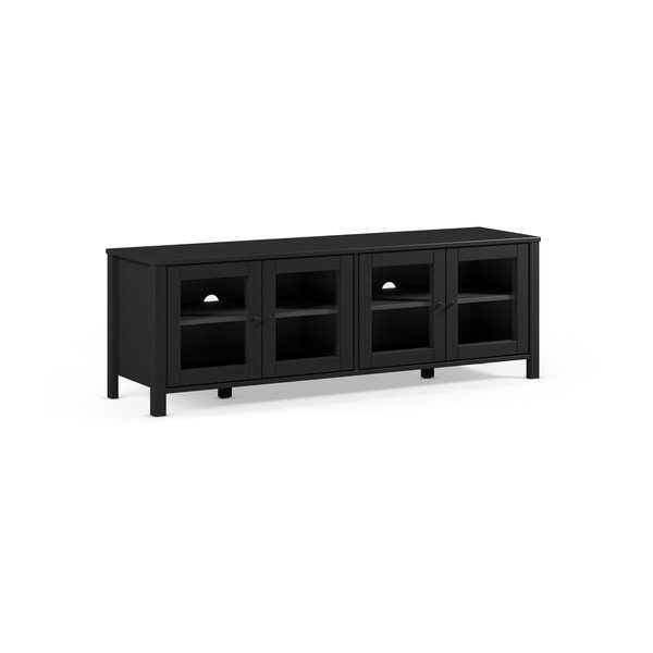 Melns priedes masīvkoka TV galdiņš 150x50x40 cm Alessandra – Marckeric