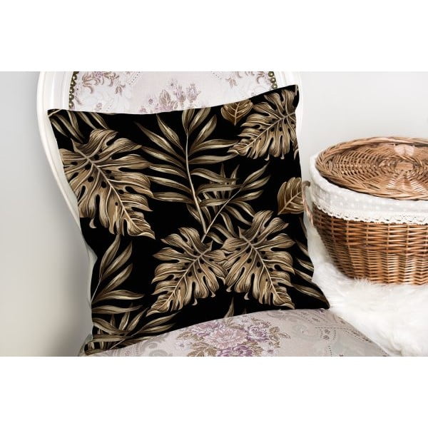 Spilvena pārvalks Minimalist Cushion Covers Golden Leafes With Black BG, 45 x 45 cm-image-2