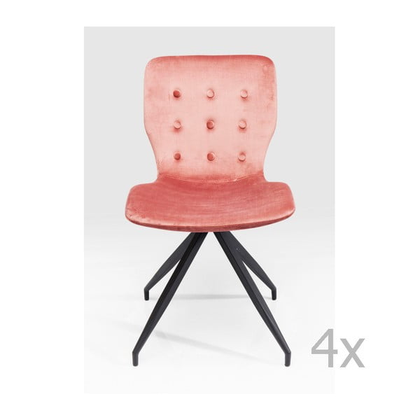 4 rozā ēdamistabas krēslu komplekts Kare Design Butterfly