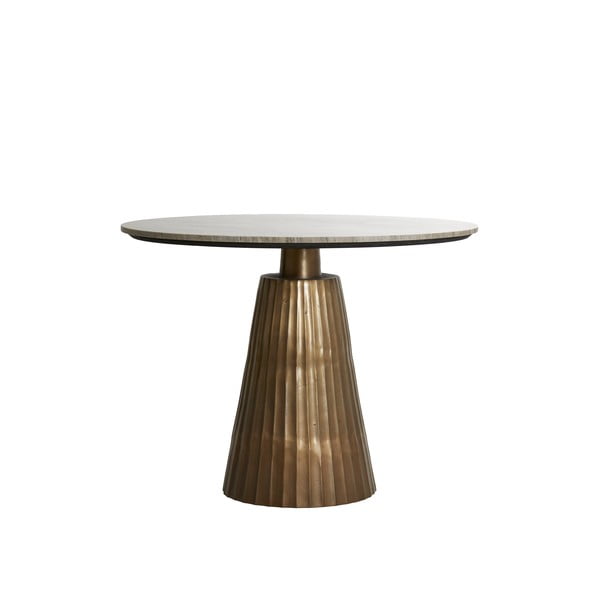 Bronzas krāsas/dabīga toņa apaļš ēdamgalds ar marmora imitācijas galda virsmu ø 100 cm Rianne – Light & Living