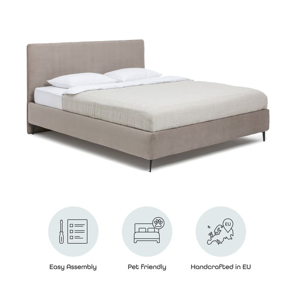 Pelēkbrūna polsterēta divvietīga gulta ar redelēm 180x200 cm Noira Slim – Bonami Selection-image-4