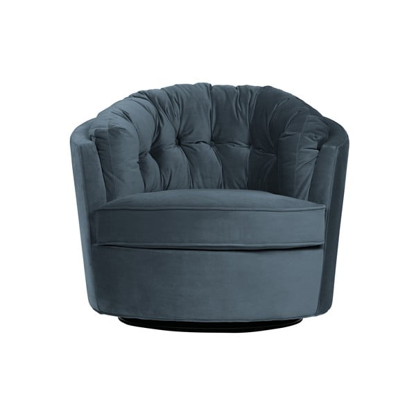 Tumši zils samta apaļš krēsls BePureHome Carousel, ø 87 cm