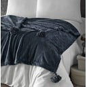 Antracīta pelēks mikroplīša gultas pārklājs divguļamai gultai 200x220 cm Puffy – Mijolnir