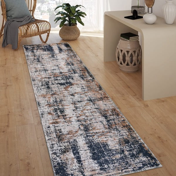 Zils mazgājams celiņa paklājs 80x300 cm Abstract Colors – Vitaus-image-1