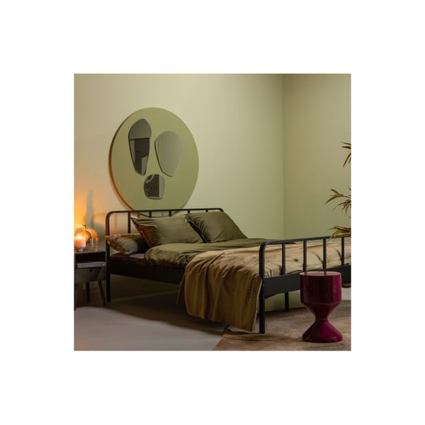 Melna metāla divvietīga gulta ar režģi 160x200 cm Mees – WOOOD-image-1