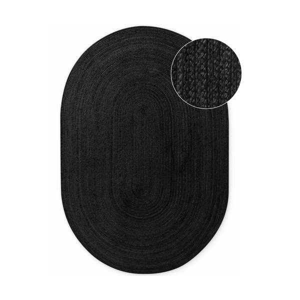 Melns divpusējs/ar rokām darināts džutas paklājs 160x230 cm Braided – Hanse Home