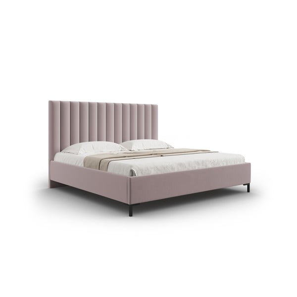 Gaiši rozā polsterēta divvietīga gulta ar veļas kasti un redelēm 180x200 cm Casey – Mazzini Beds