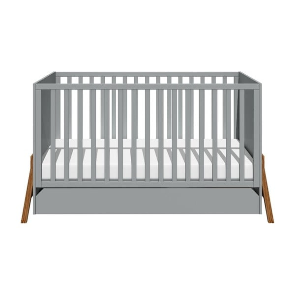 Pelēka bērnu gultiņa ar atvilktni BELLAMY Lotta, 70 x 140 cm-image-3