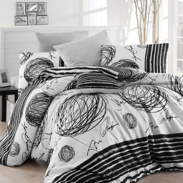 Gultas veļa ar gultas pārklāju divguļamai gultai Nazenin Home Blacky, 200 x 220 cm
