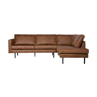 Konjaka brūns mākslīgās ādas stūra dīvāns BePureHome Rodeo, labais stūris
