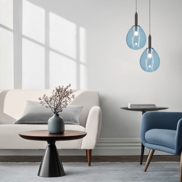 Zila LED piekaramā lampa ar stikla abažūru Lukka – Candellux Lighting-image-1