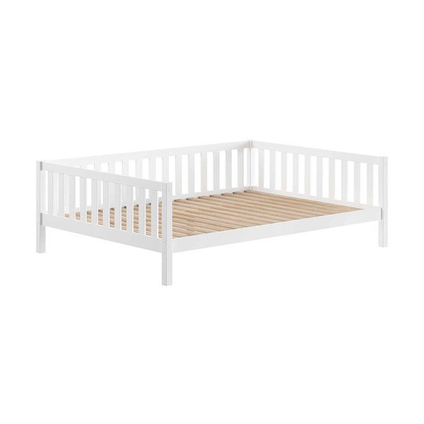 Balta priedes masīvkoka izvelkama bērnu gulta ar veļas kasti ar redelēm 140x200 cm Dallas – Vipack-image-3