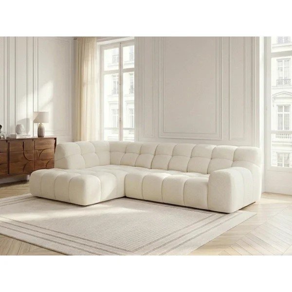 Balts salokāms/su elektriniu sėdynės reguliavimu stūra dīvāns (ar kreiso stūri/L veida) Andre – Bobochic Paris-image-2