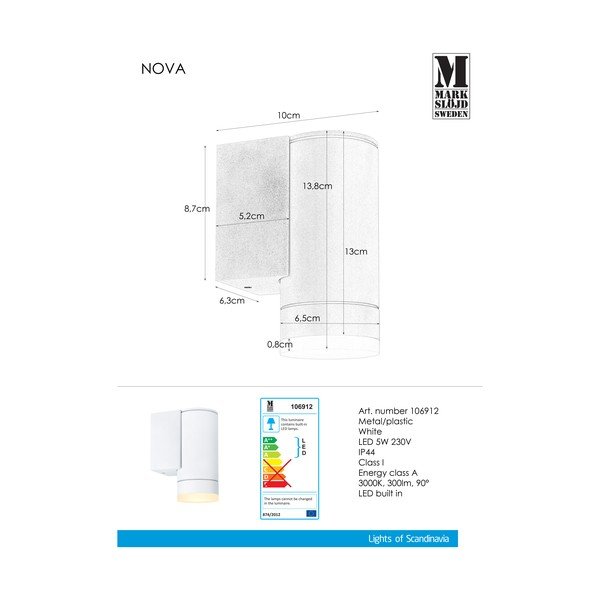 Balta sienas lampa Markslöjd Nova-image-2