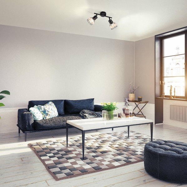 Melna griestu lampa ar metāla/rotangpalmas abažūru 10x28 cm Straw – Fischer & Honsel-image-1