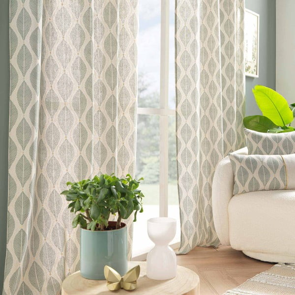 Zaļš/bēšs aizkars 140x240 cm Maho – douceur d'intérieur-image-1