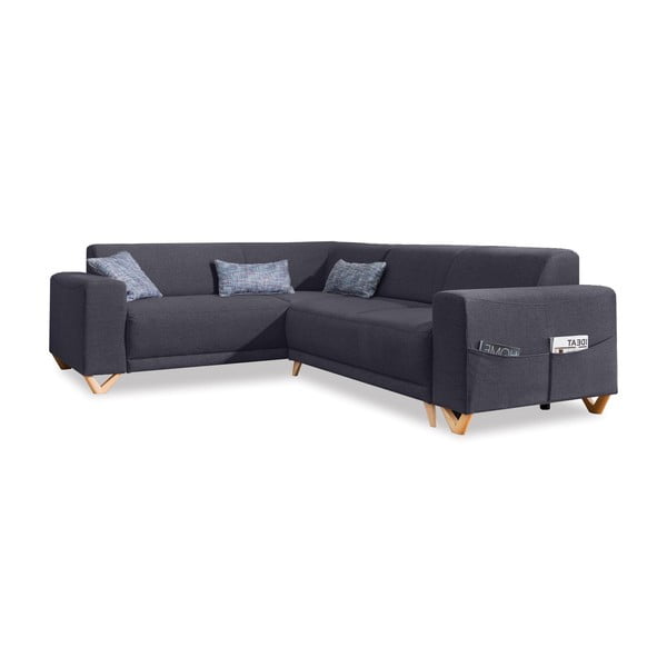 Antracīta pelēks salokāms/ar uzglabāšanas vietu stūra dīvāns (ar kreiso stūri/L veida) Classy Sophie – Miuform