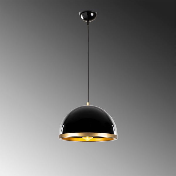 Melna/zelta krāsas piekaramā lampa ar metāla abažūru ø 30 cm Ferenci – Opviq lights-image-4