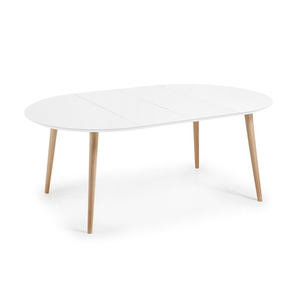 Balts izvelkams ēdamgalds ar baltu galda virsmu ø 120 cm Oqui – Kave Home-image-4