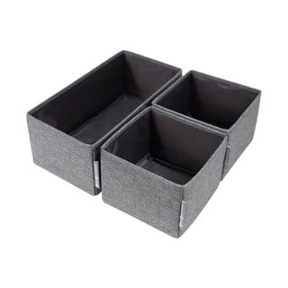3 pelēku uzglabāšanas kastu komplekts Bigso Box of Sweden Drawer