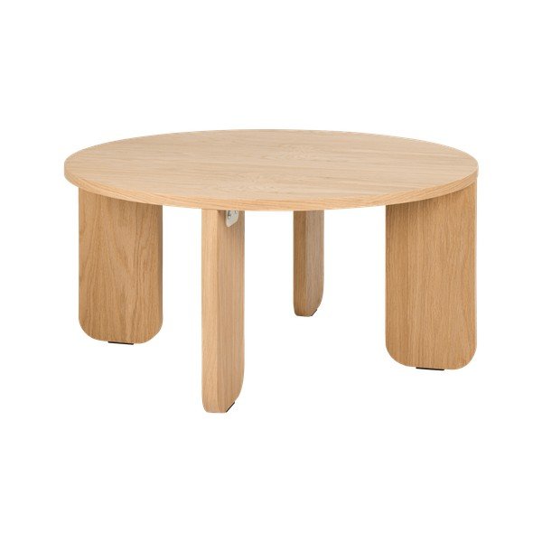 Dabīga toņa apaļš žurnālgaldiņš ar ozolkoka imitācijas galda virsmu ø 75 cm Kuvu – noo.ma