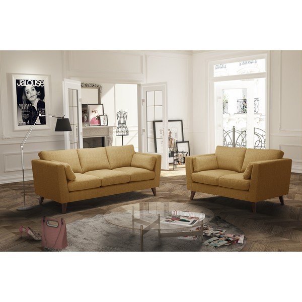 Dzeltens trīsvietīgs dīvāns Jalouse Maison Elisa, 207 cm-image-1