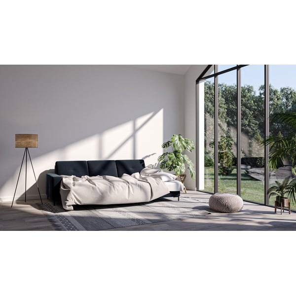 Tumši zils samta stūra dīvāns Ghado Moor, labais stūris-image-1