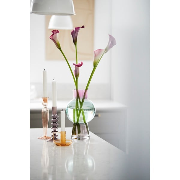 Rozā stikla svečturis Bahne & CO-image-1
