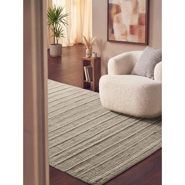 Krēmkrāsas ar rokām darināts vilnas paklājs 160x230 cm Camden Parker – Ted Baker-image-1