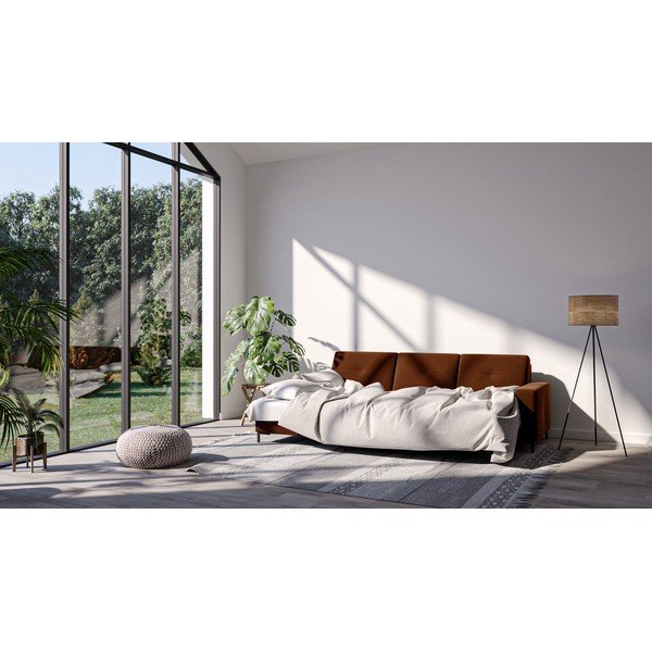 Tumši oranžs samta stūra dīvāns Ghado Moor, kreisais stūris-image-1