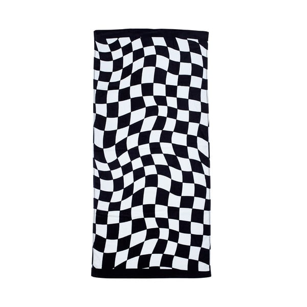 Melnbalts kokvilnas pludmales dvielis 76x160 cm Checkerboard – Catherine Lansfield