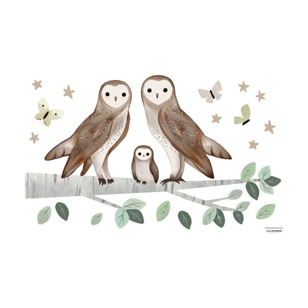 Uzlīmju loksne 64x40 cm Owls Family – Lilipinso