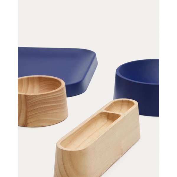 Tumši zilas/dabīga toņa koka servēšanas bļodiņas (4 gab.) Bletz – Kave Home-image-3