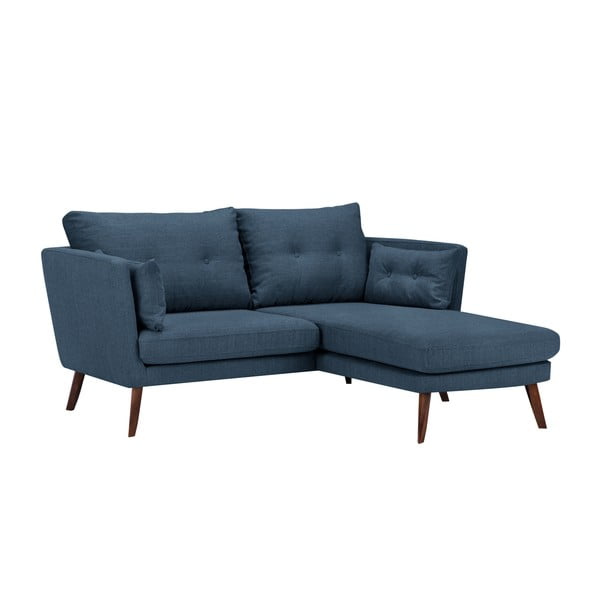 Zils trīsvietīgs dīvāns Mazzini Sofas Elena, ar atpūtas krēslu labajā stūrī