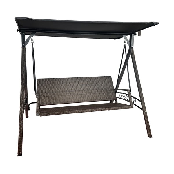 Pelēka mākslīgās rotangpalmas dārza šūpoles Rattan – Rojaplast-image-1