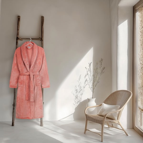 Rozā mikroplīša halāts XS/S Polyvelvet – Good Morning-image-1