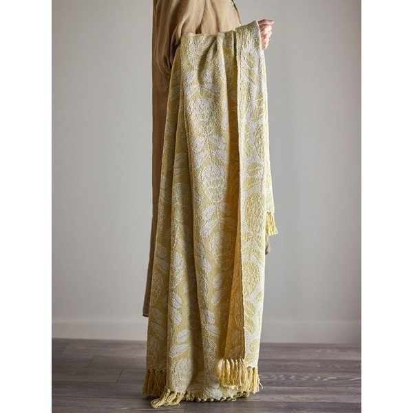 Dzeltens pleds no kokvilnas maisījuma 130x155 cm Pratello – Bloomingville-image-4