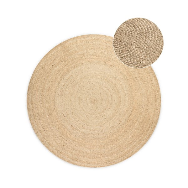 Ziloņkaula krāsas divpusējs džutas apaļš paklājs ø 200 cm Braided – Hanse Home