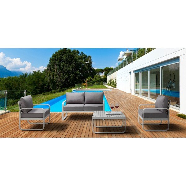 Gaiši pelēks metāla dārza atpūtas krēsls Ischia – Tomasucci-image-1