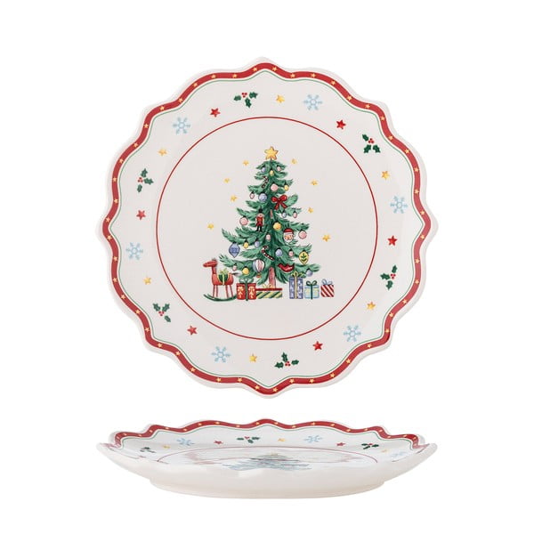 Sarkans/krēmkrāsas servēšanas keramikas šķīvis ar Ziemassvētku motīvu ø 17 cm Naive – Bloomingville-image-4