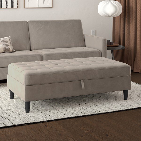 Pelēks samta kāju soliņš Presley – Støraa-image-1