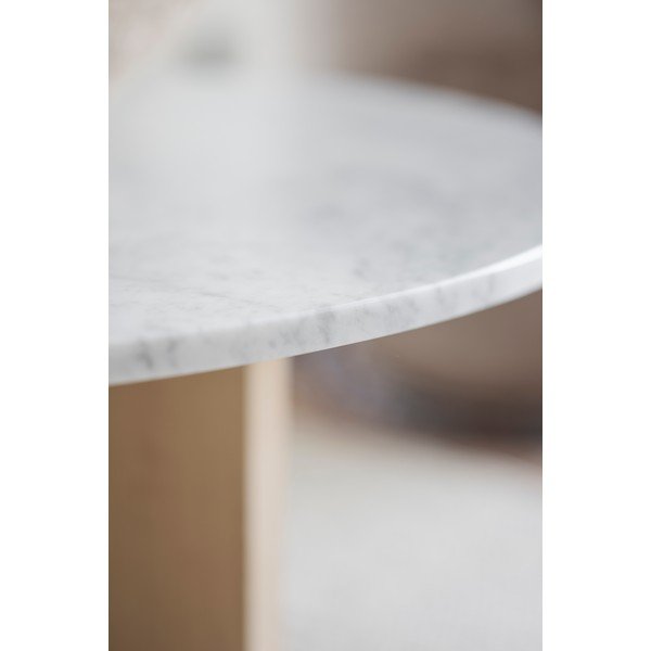 Balts marmora apaļš žurnālgaldiņš 90x90 cm Brooksville – Rowico-image-4