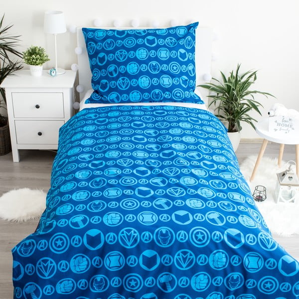 Kokvilnas bērnu gultas veļa ar spīduma efektu 140x200 cm Avengers – Jerry Fabrics-image-2